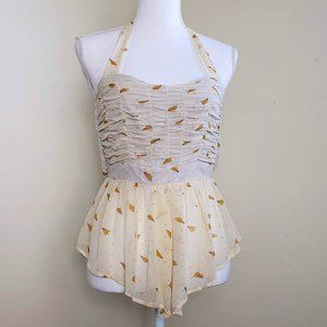 Hype Paper Airplanes Halter Top Cream Size Medium